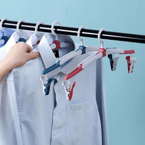 Folding Cloth Hanger, Multifunctional Windproof Clip Drying Rack, Household Anti Slip Clothes Holder, Travel Essentials Clothes Rack, Home Wardrobe Storage Rack, Anti Skid Coat Hangers, Space Saving Hangers for Home Travel Outdoor Camping
