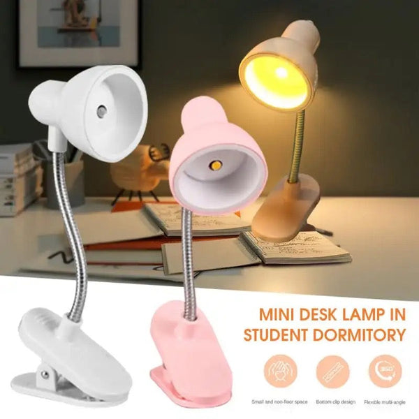 Mini Book Lamp, 360 Rotatable lamp With Clamp, Mini Clip On Study Desk Lamp, Flexible Bedside Table Lighting Lamp, Home Portable Book Clip Lamp