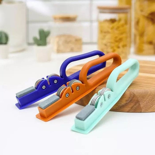 3 in 1 Handheld Stainless Steel Knife Sharpener, Knife Filer For Cutting, Knives Sharpener With Small Stone Built In, Manual Kitchen Knife Sharpening Tool For all Knives,