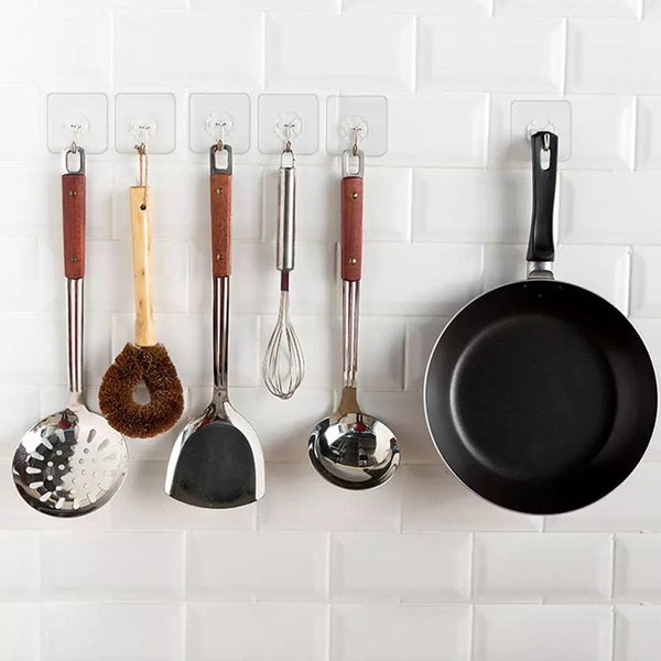 Set Of 10 Multipurpose Kitchen Wall Hook, Wall-Mounted Hanger Hook Suction Cups, Sticky Hook Suitable for Kitchen Bathroom, Adhesive Utensil Holder