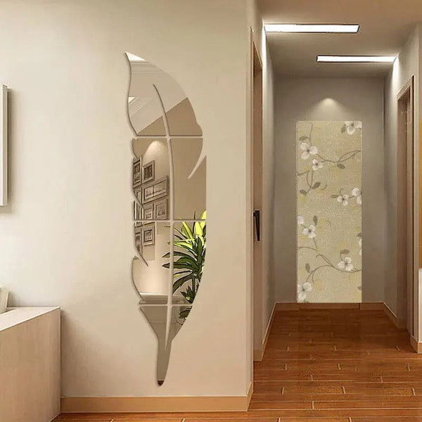 DIY Feather 3D Mirror Wall Sticker, Fur Plume Wall Sticker For Living Room, Art Home Decor Acrylic Sticker Wall Decor Wallpaper, Feather Mirror Tiles Wall Stickers, Acrylic Wall Sticker For Home Decoration
