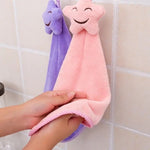 Star Kitchen Cleaning Towel, Microfiber Hanging Hand Towel, Cute Baby Towel, Bathing Towel For Children Kids Bathroom, Soft Hand Drying Towel, Coral Velvet Absorbent Cloth, Sink Towel with Loop, Hand Kitchen Towel Napkin with Ties