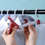 Folding Cloth Hanger, Multifunctional Windproof Clip Drying Rack, Household Anti Slip Clothes Holder, Travel Essentials Clothes Rack, Home Wardrobe Storage Rack, Anti Skid Coat Hangers, Space Saving Hangers for Home Travel Outdoor Camping