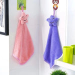 Star Kitchen Cleaning Towel, Microfiber Hanging Hand Towel, Cute Baby Towel, Bathing Towel For Children Kids Bathroom, Soft Hand Drying Towel, Coral Velvet Absorbent Cloth, Sink Towel with Loop, Hand Kitchen Towel Napkin with Ties
