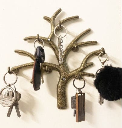 Creative Tree Design Key Holder, 7 Hooks Tree Key Holder, New Decorative Tree Shaped Metallic Antique Design Wall Mounted Key Holder, Wall Mount Key Holder For Home Decoration