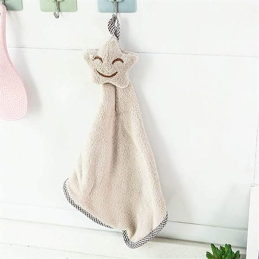Star Kitchen Cleaning Towel, Microfiber Hanging Hand Towel, Cute Baby Towel, Bathing Towel For Children Kids Bathroom, Soft Hand Drying Towel, Coral Velvet Absorbent Cloth, Sink Towel with Loop, Hand Kitchen Towel Napkin with Ties