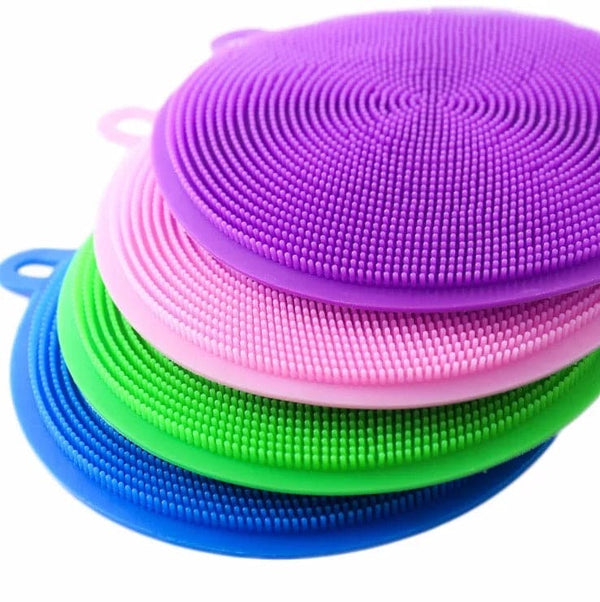 Set of 4 Multipurpose Silicone Dish Sponge, Kitchen Cleaning Scrubber, Silicone Dish Scrubber