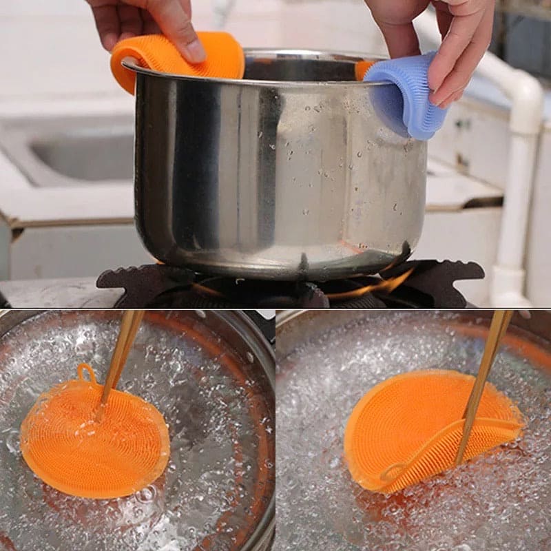 Set of 4 Multipurpose Silicone Dish Sponge, Kitchen Cleaning Scrubber, Silicone Dish Scrubber