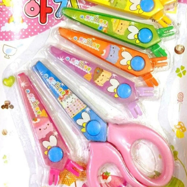 Set Of 6 Multistyle Scissor, All Plastic Children Safety Scissors, Toddler Handmade Round Head Scissors Stationary