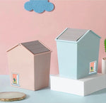 House Style Trash Can, Wastebasket Garbage Container With Swing Lid, Cute Plastic Recycle Small Stacked Trash Can, Mini Rolling Cover Type Bathroom Trash Bin, House Style Plastic Desktop Flip Trash Can