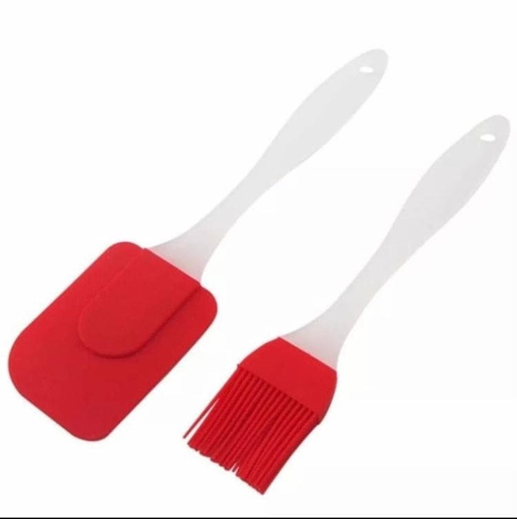 Set Of 2 Silicone Spatula, Barbeque Brush Cooking Utensil Tool Kit, Heat Resistant BBQ Oil Condiment Brushes Cake, Silicon Spatula Spoon Heat Oiling Brushes, Non-Stick Silicon Kitchen Utensils