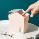 House Style Trash Can, Wastebasket Garbage Container With Swing Lid, Cute Plastic Recycle Small Stacked Trash Can, Mini Rolling Cover Type Bathroom Trash Bin, House Style Plastic Desktop Flip Trash Can