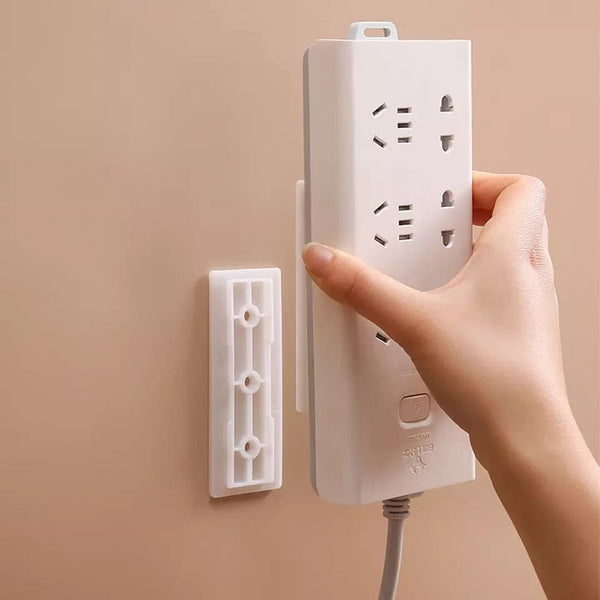 Socket Holder, Power Strip Holder, Fixator Wall Mounted Self Adhesive Holder, Desktop Socket Fixer Cable Organizer, Wall Hanging Power Strip Holder, Traceless Wall Mounted Cable Seamless Strip Holder, Surge Protector Fixator